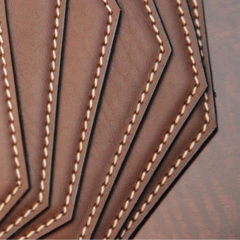 SIX Dark Brown Leatherette Dacasso Placemats 12” X 17” - Picture 4 of 5